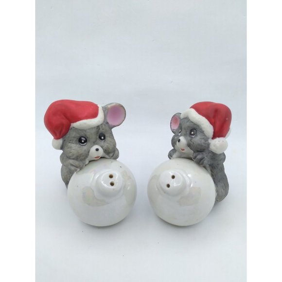 Vintage 1986 House of Lloyd kitschy Christmas Mice Salt and Pepper Shakers - Picture 3 of 14